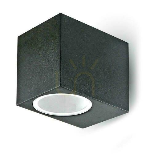 Kontrollera Vägglampa V-TAC GU10 Aluminium Square Black Down IP44 VT-7651