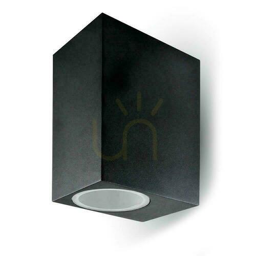 Kontrollera Vägglampa V-TAC GU10 Aluminium Fyrkant Svart Topp Botten IP44 VT-7652