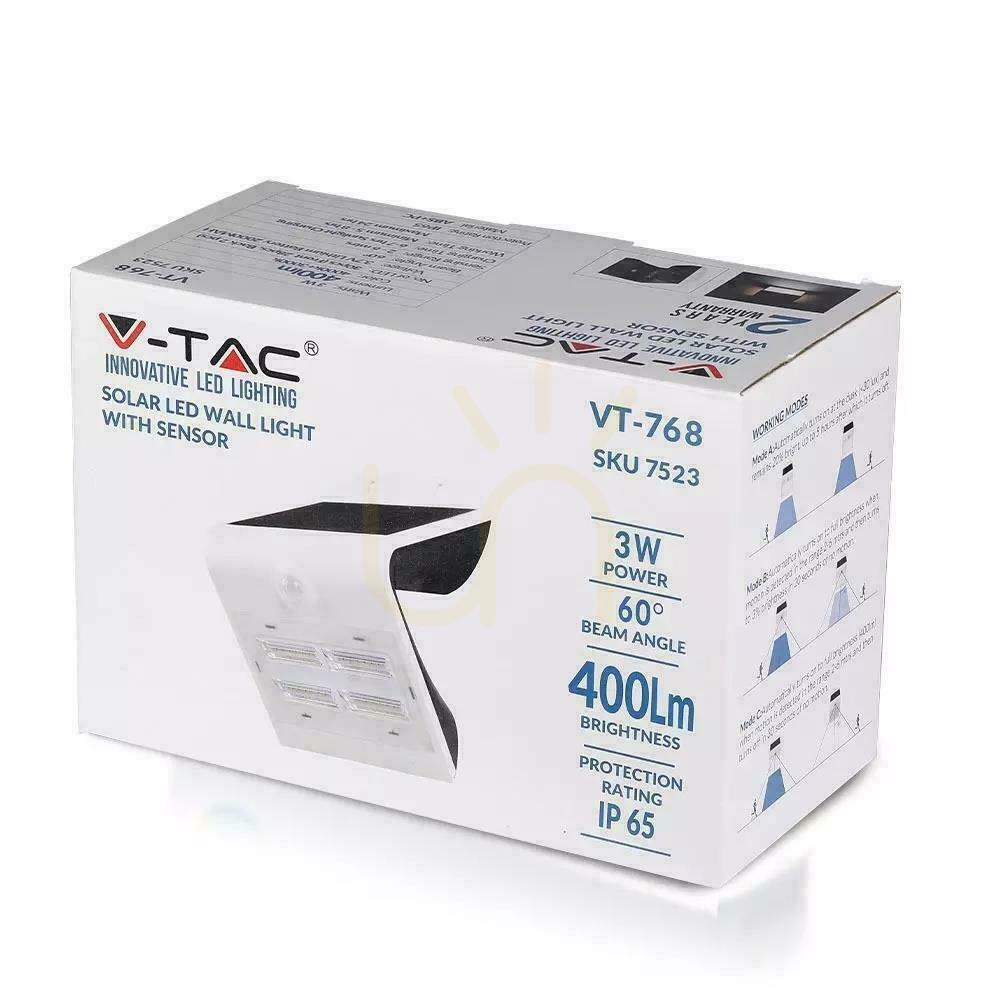 Visa Solar Projector 3W LED Vit+svart V-TAC VT-768 4000K 400lm Solar Projector 3W LED Vit+svart V-TAC VT-768 4000K 400lm