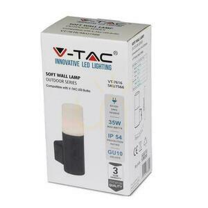 V-TAC GU10 trädgårdsarmatur GU10 rund aluminiumvägglampa svart 121x80x250mm IP54 VT-7616 3 års garanti small 2
