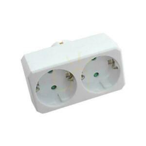 2-vägs jordad adapter V-TAC VT-1006 2×16 A 250 V vit small 0