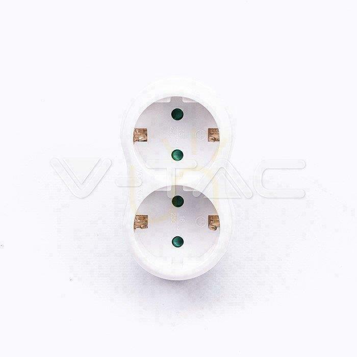 Utsikt V-TAC VT-1042 2-plugg 16A splitter V-TAC VT-1042 2-plugg 16A splitter