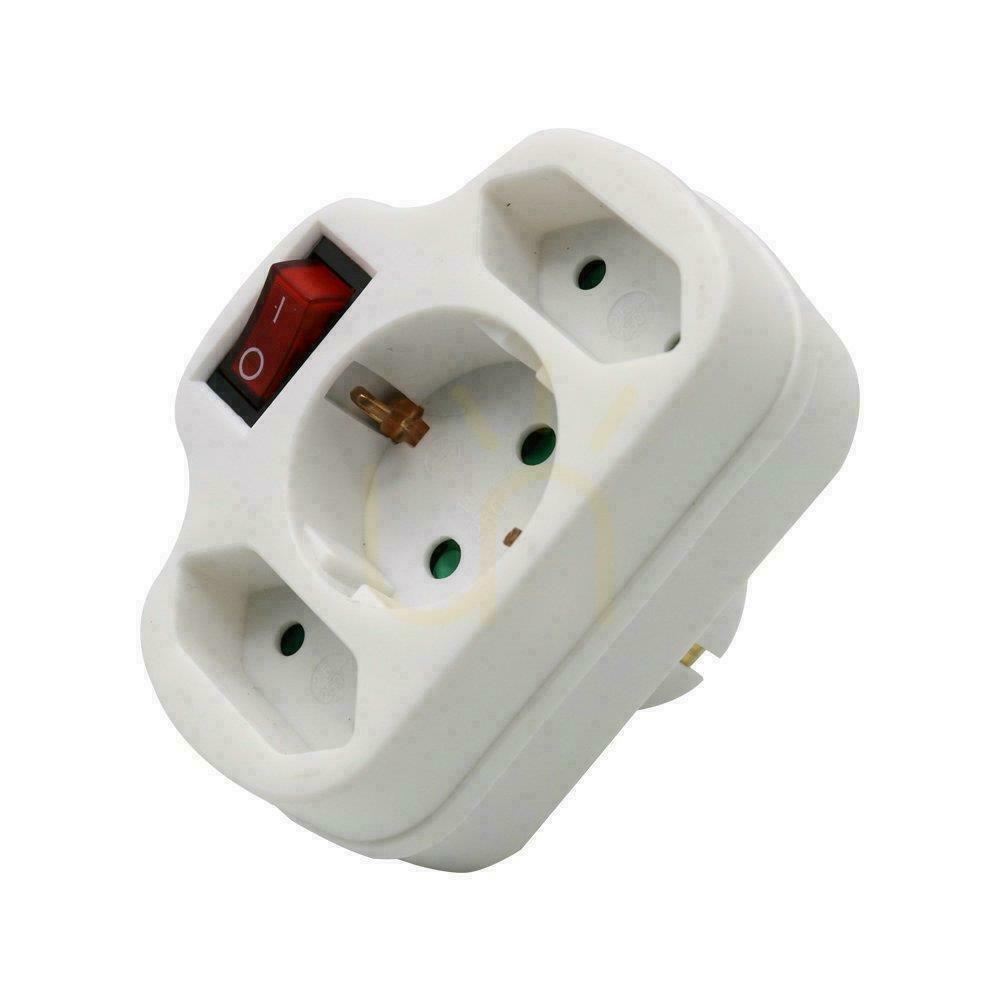 Kontrollera Splitter med strömbrytare 2 st 2,5A flatkontakter och 1 st 16A uttag Vit V-TAC VT-1063 Splitter med strömbrytare 2 st 2,5A flatkontakter och 1 st 16A uttag Vit V-TAC VT-1063
