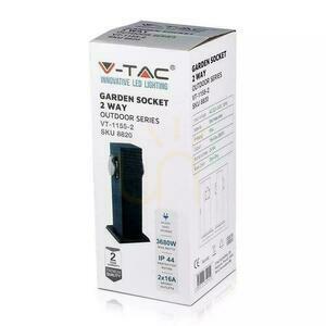 V-TAC Trädgårdsstolpe 2 uttag 30cm 2x16A 3600W IP44 Grafit VT-1155-1 small 4