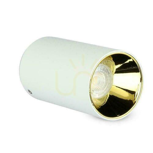 Kontrollera Takarmatur V-TAC GU10 rund utanpåliggande rör vit+guld 80x140mm VT-882-R 3 års garanti
