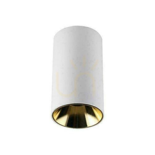 Kontrollera Takarmatur V-TAC GU10 rund utanpåliggande rör vit+guld 80x140mm VT-882-R 3 års garanti