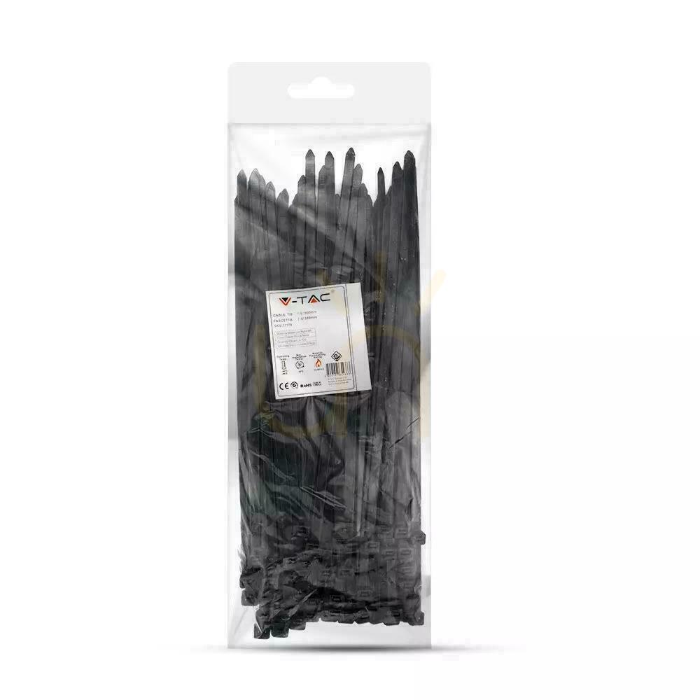 Utsikt V-TAC-klämma 7,6x300mm Svart 23kg Nylon66 (Paket. 100 st) V-TAC-klämma 7,6x300mm Svart 23kg Nylon66 (Paket. 100 st)