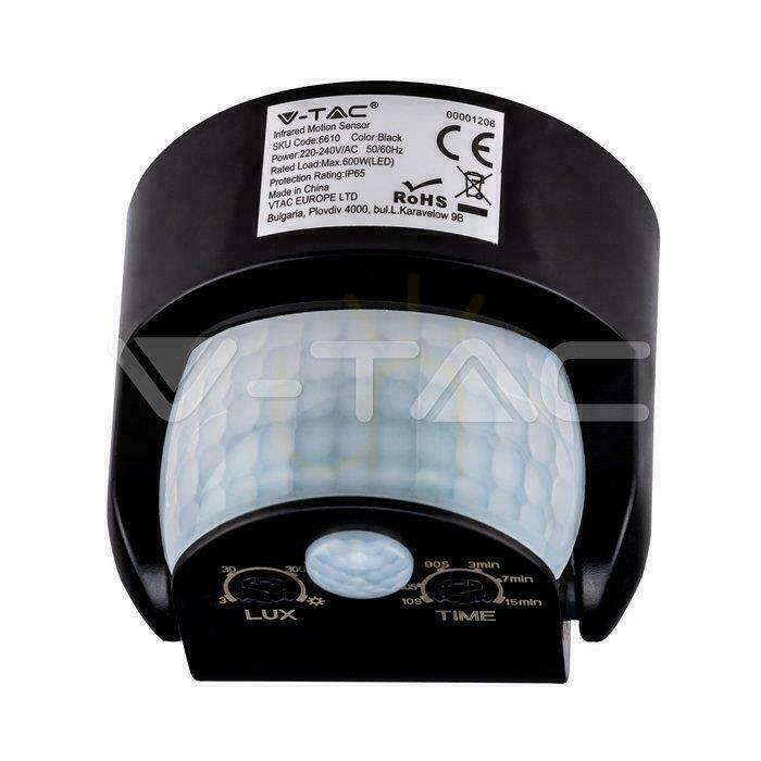 Förhandsvisning V-TAC väggmonterad rörelsesensor svart 180st/360st IP65 VT-8093 V-TAC väggmonterad rörelsesensor svart 180st/360st IP65 VT-8093