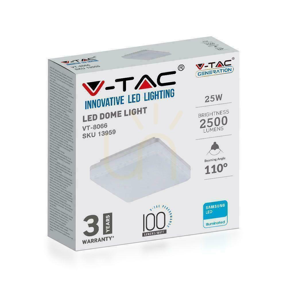 Visa Surface Plafond Square V-TAC 25W LED SAMSUNG CHIP IP44 100Lm/W VT-8066SQ 3000K 2500lm 3 års garanti Surface Plafond Square V-TAC 25W LED SAMSUNG CHIP IP44 100Lm/W VT-8066SQ 3000K 2500lm 3 års garanti