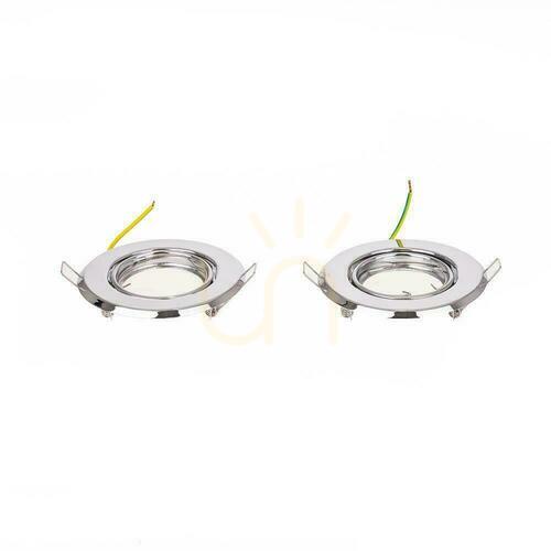 Kontrollera Eyelet V-TAC GU10 Rund Flyttbar Krom (Paket). 2 st) VT-817-RD-CH 3 års garanti
