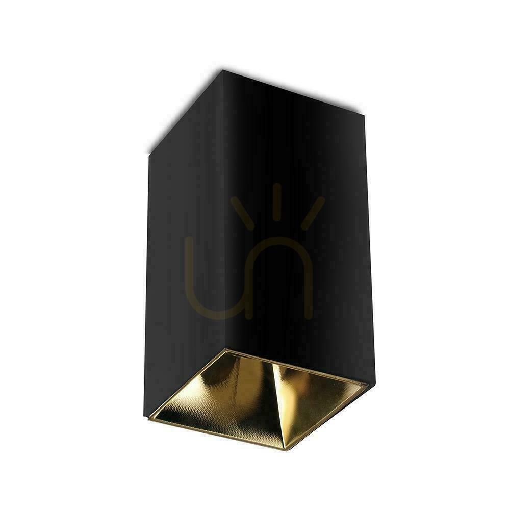 Kontrollera V-TAC GU10 Kvadratisk utanpåliggande takarmatur Svart+Guld 74x74x140mm VT-882SQ 3 års garanti V-TAC GU10 Kvadratisk utanpåliggande takarmatur Svart+Guld 74x74x140mm VT-882SQ 3 års garanti