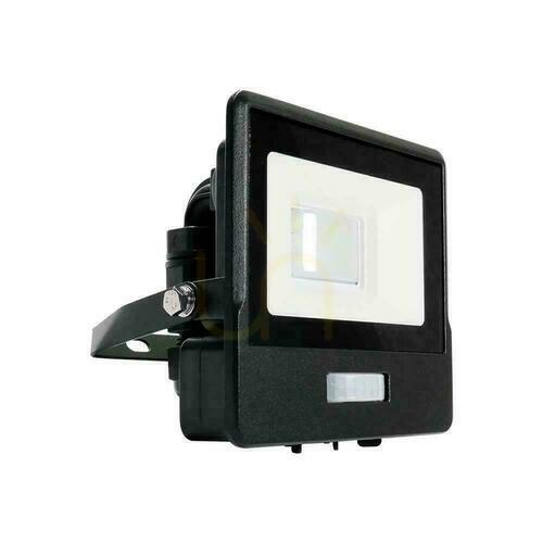 Kontrollera V-TAC LED-projektor 10W SAMSUNG CHIP rörelsesensor svart med MUFa VT-118S 3000K 735lm 5 års garanti