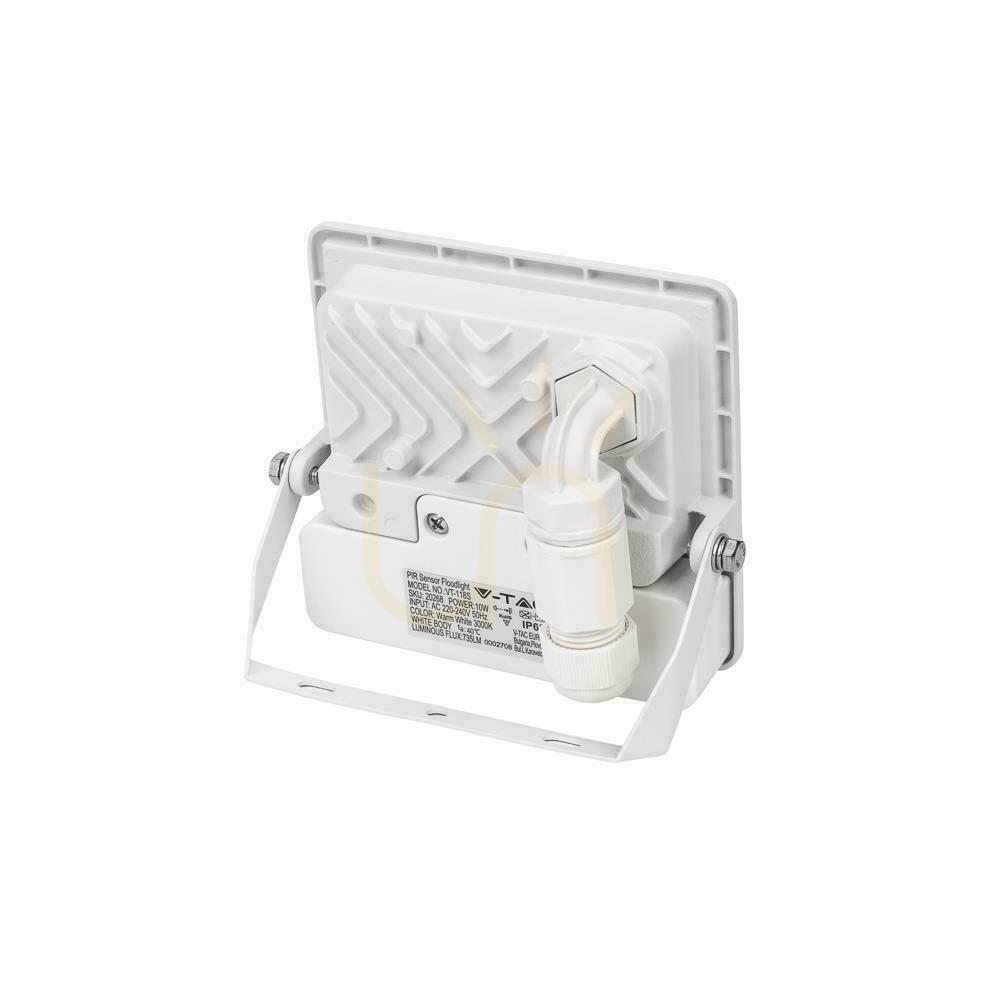 Utsikt V-TAC LED-projektor 10W SAMSUNG CHIP rörelsesensor vit med MUFa VT-118S 3000K 735lm 5 års garanti V-TAC LED-projektor 10W SAMSUNG CHIP rörelsesensor vit med MUFa VT-118S 3000K 735lm 5 års garanti