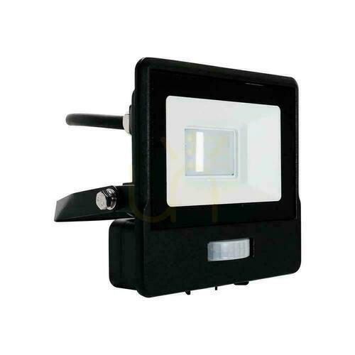 Kontrollera V-TAC LED-projektor 10W SAMSUNG CHIP Rörelsesensor Svart kabel 1M VT-118S-1 6400K 735lm 5 års garanti