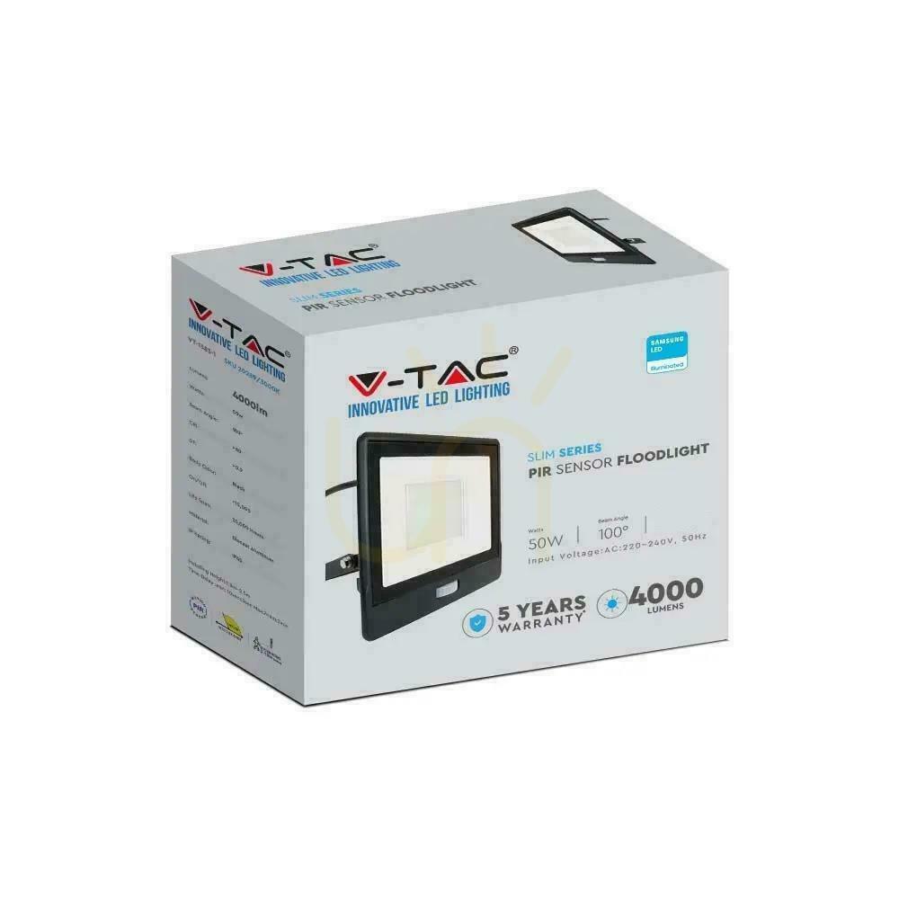 Display LED-projektor V-TAC 50W SAMSUNG CHIP Rörelsesensor Svart kabel 1M VT-158S-1 6400K 4000lm 5 års garanti LED-projektor V-TAC 50W SAMSUNG CHIP Rörelsesensor Svart kabel 1M VT-158S-1 6400K 4000lm 5 års garanti
