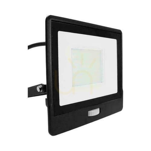 Kontrollera LED-projektor V-TAC 50W SAMSUNG CHIP Rörelsesensor Svart kabel 1M VT-158S-1 6400K 4000lm 5 års garanti