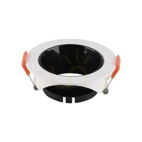 Kontrollera V-TAC VT-931 rund infälld GU10-spotram, vit med svart reflektor, 85 mm