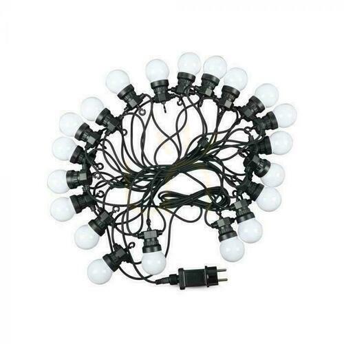 Kontrollera V-TAC Trädgårdsgirlang (sträng) LED 10 meter 20 glödlampor 0,5W IP44 VT-71020 6000K 960lm