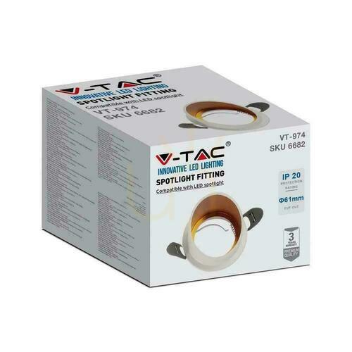 Kontrollera V-TAC VT-974RD-W infälld spot vit/guld GU10 68 × 72 mm