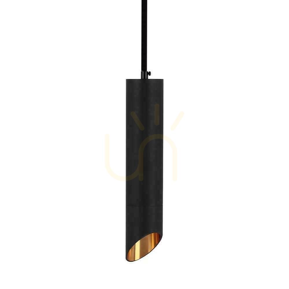 Utsikt V-TAC GU10 Pendelarmatur Svart+Guld 55x200mm VT-975-200 3 års garanti V-TAC GU10 Pendelarmatur Svart+Guld 55x200mm VT-975-200 3 års garanti