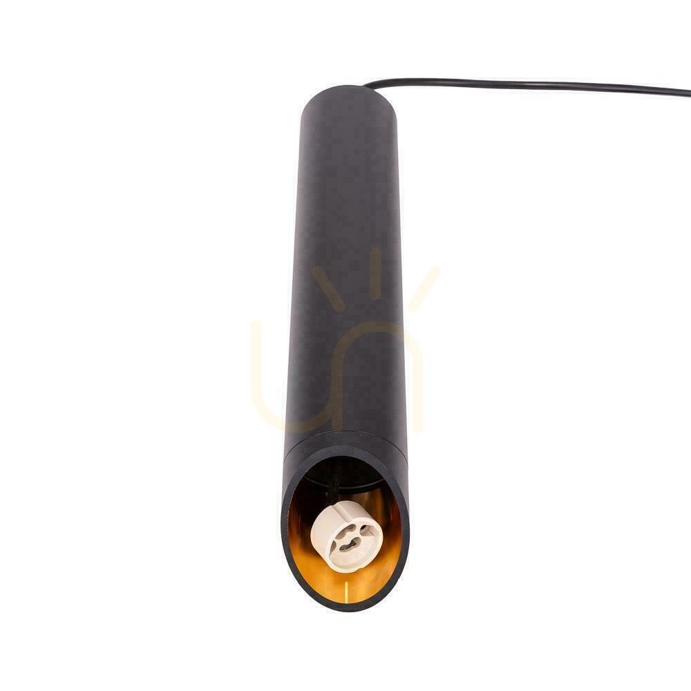 Display V-TAC GU10 Pendelarmatur Svart+Guld 55x200mm VT-975-200 3 års garanti V-TAC GU10 Pendelarmatur Svart+Guld 55x200mm VT-975-200 3 års garanti