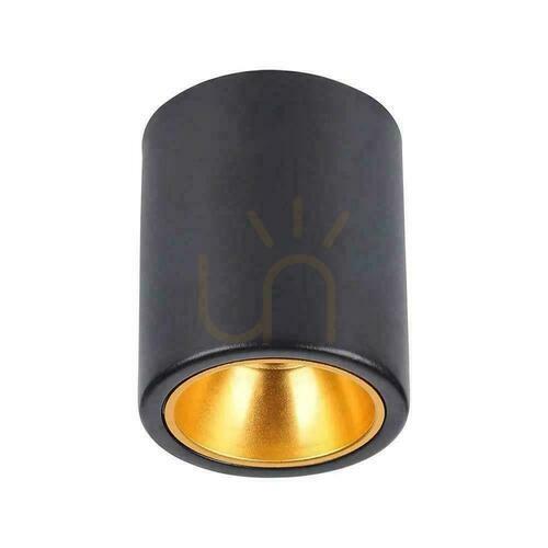 Kontrollera V-TAC GU10 runda utanpåliggande rör svart+guld 98x118mm VT-978RD 3 års garanti