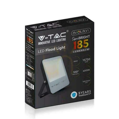 Kontrollera LED-projektor V-TAC 100W G8 Svart 185Lm/W EVOLUTION VT-100185 6500K 15750lm 5 års garanti