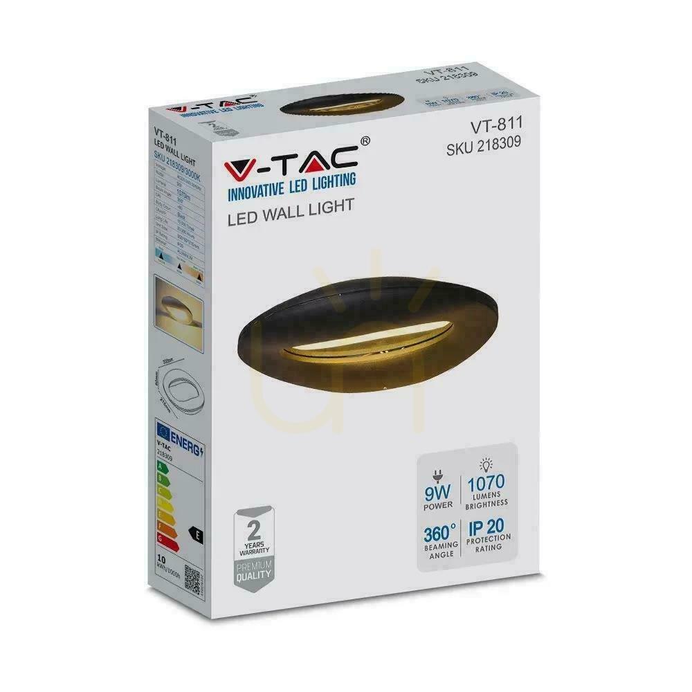 Display Vägglampa V-TAC 9W LED Svart VT-811 3000K 1070lm. Vägglampa V-TAC 9W LED Svart VT-811 3000K 1070lm.