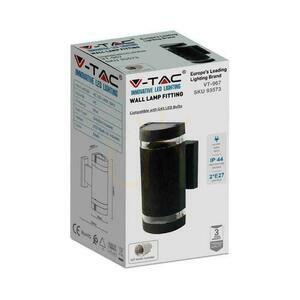 Vägglampa för trädgård V-TAC Svart IP44 2xE27 Rund Topp Botten VT-967 small 1