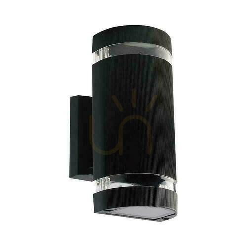 Kontrollera Vägglampa för trädgård V-TAC Svart IP44 2xE27 Rund Topp Botten VT-967
