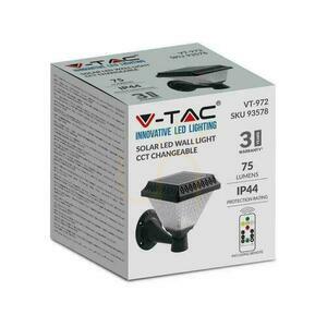 V-TAC Solar Garden Vägglampa med fjärrkontroll 3in1 IP44 Svart Square VT-972 3000K-4000K-6400K 75 3 års garanti small 2