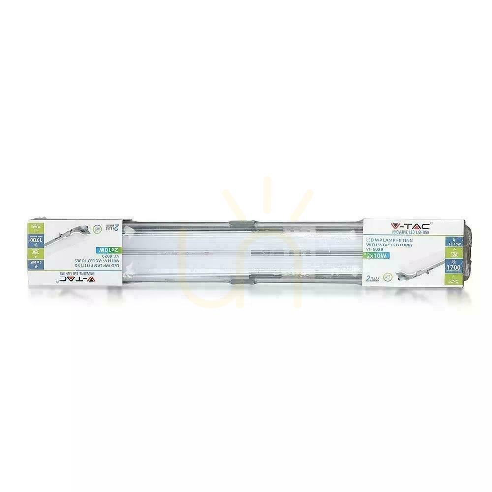 Visa V-TAC PC/PC 2x150cm LED Hermetisk armatur (2 x 22W) (LED-lysrör ingår) VT-15022 4000K 4000lm V-TAC PC/PC 2x150cm LED Hermetisk armatur (2 x 22W) (LED-lysrör ingår) VT-15022 4000K 4000lm