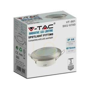 Mesh V-TAC GU10 infälld rund läckagesäker med glas IP44 Satin VT-981 3 års garanti small 3