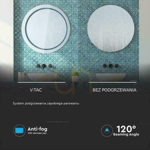 Kontrollera V-TAC Mirror 25W LED Anty Pair Round 60cm IP44 In Touch CCT Color 3in1 VT-8602 3W1 85lm