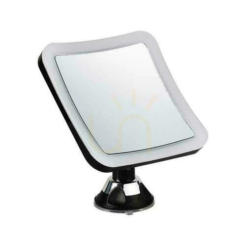 Kontrollera V-TAC Bärbar spegel 3,2W LED badrum smink 4xAAA fi.17CM krom VT-7573 6400K 30lm