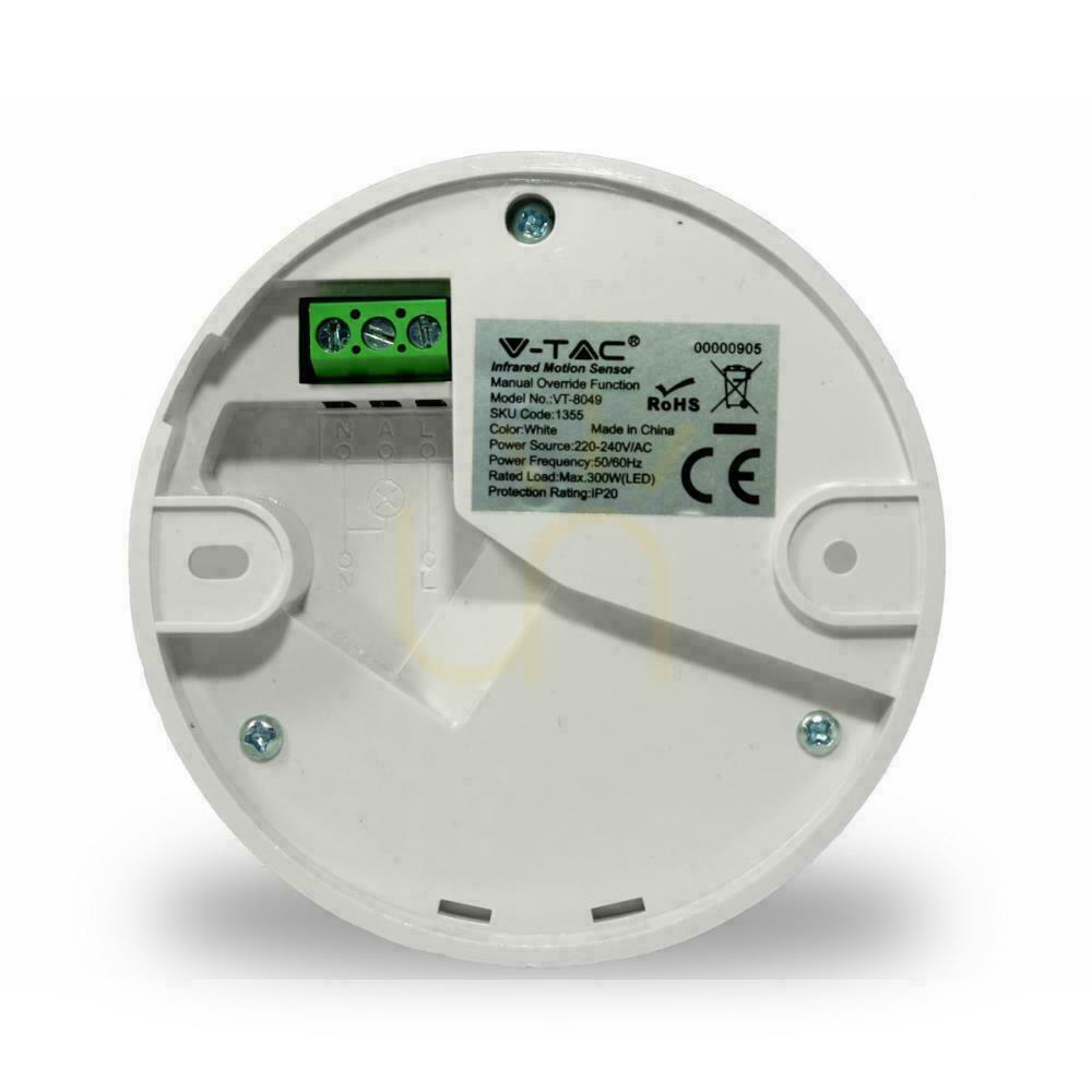 Förhandsvisning 360st rörelsesensor med på/av-tak Vit V-TAC VT-8049 360st rörelsesensor med på/av-tak Vit V-TAC VT-8049