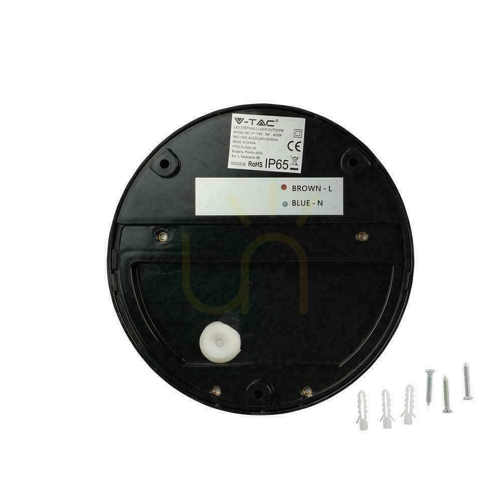 Kontrollera Väggmonterad 3W LED V-TAC Svart Cirkulär 230V IP65 VT-1182-B 4000K 210lm Väggmontering. Väggmonterad 3W LED V-TAC Svart Cirkulär 230V IP65 VT-1182-B 4000K 210lm Väggmontering.