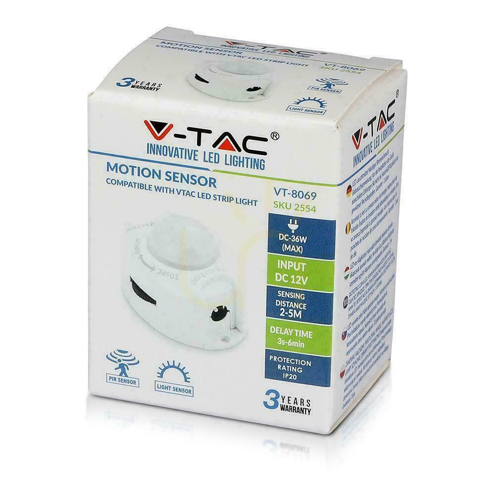 Visa Universell rörelsesensor för LED-remsor V-TAC VT-8069 3 års garanti Universell rörelsesensor för LED-remsor V-TAC VT-8069 3 års garanti