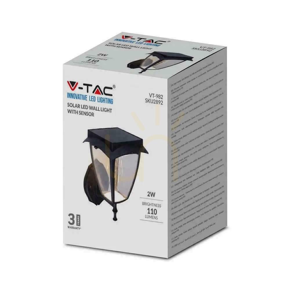 Visa Vägglampa för trädgård Solar V-TAC 2W LED IP44 VT-982 3000K+6000K 110lm 3 års garanti Vägglampa för trädgård Solar V-TAC 2W LED IP44 VT-982 3000K+6000K 110lm 3 års garanti
