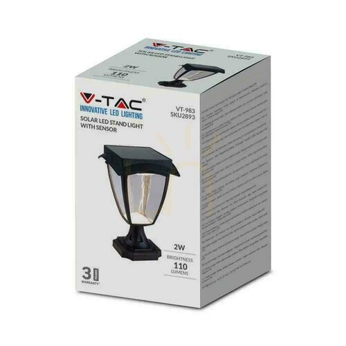 Kontrollera Solar V-TAC 2W LED trädgårdsstolpe IP44 25cm VT-983 3000K+6000K 110lm 3 års garanti