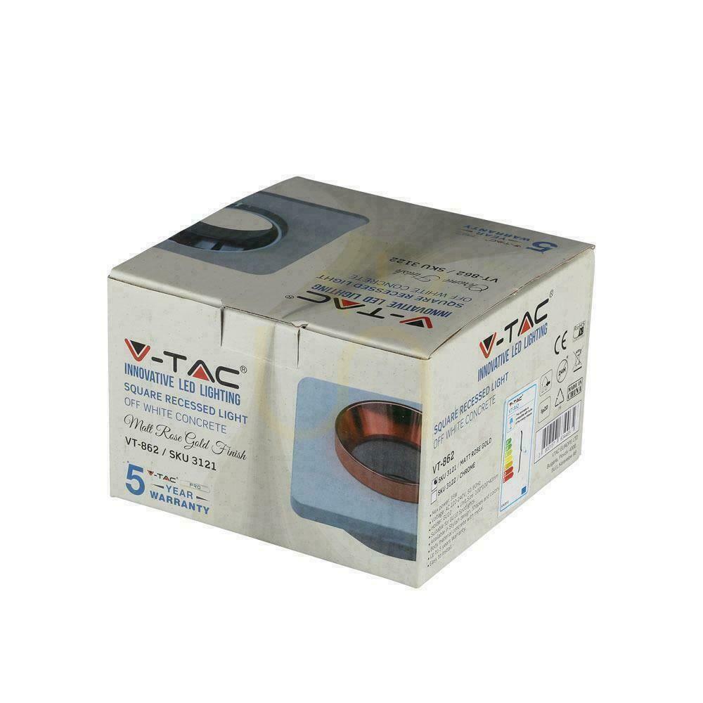Visa V-TAC GIPS BETON GU10 Kvadratiskt infällt nät vit/rosa guld VT-862-MRR 5 års garanti V-TAC GIPS BETON GU10 Kvadratiskt infällt nät vit/rosa guld VT-862-MRR 5 års garanti