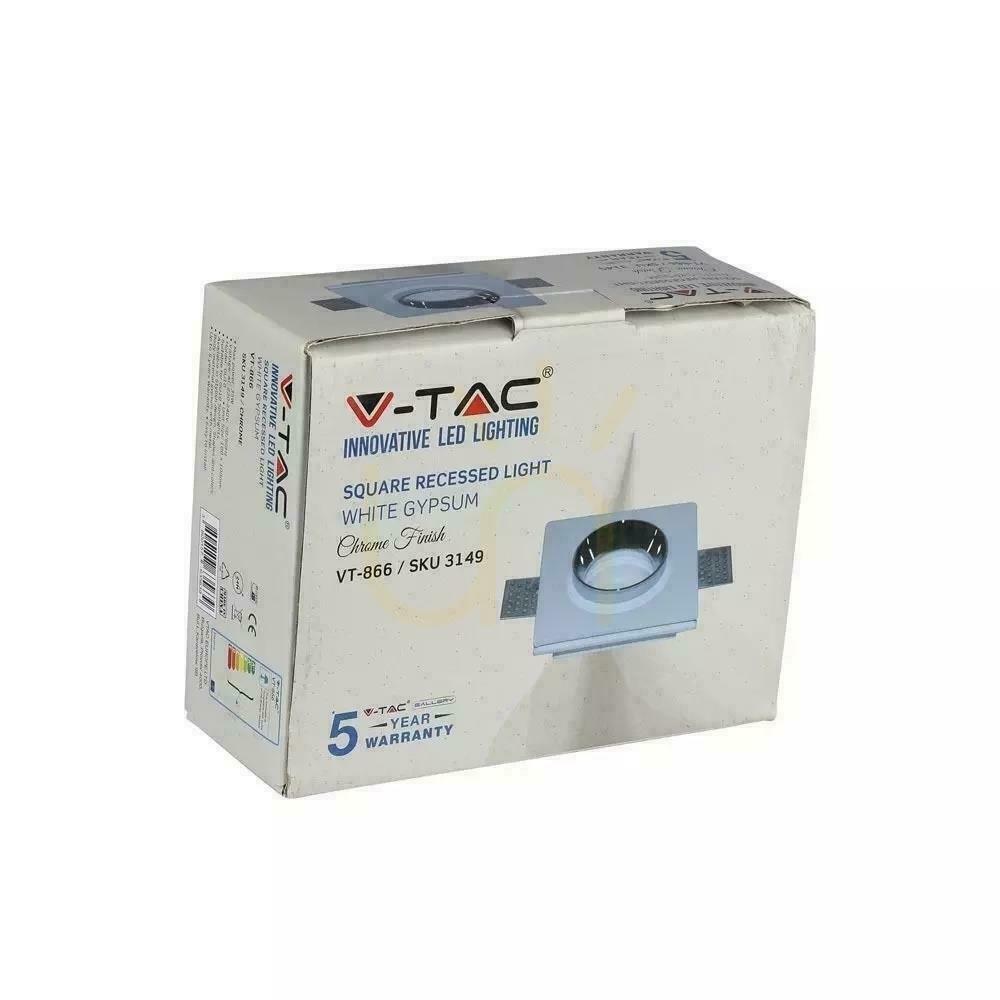 Visa Mesh V-TAC GIPS GU10 Square Infälld G-K Vit+Krom VT-866-CSQ 5 års garanti Mesh V-TAC GIPS GU10 Square Infälld G-K Vit+Krom VT-866-CSQ 5 års garanti