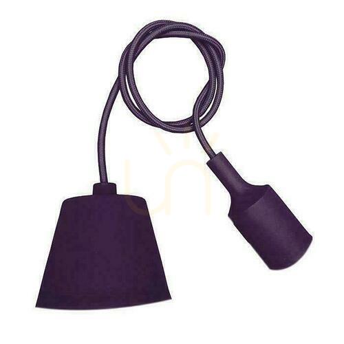 Kontrollera V-TAC E27 pendelarmatur i violett silikon VT-7228-PE 5 års garanti