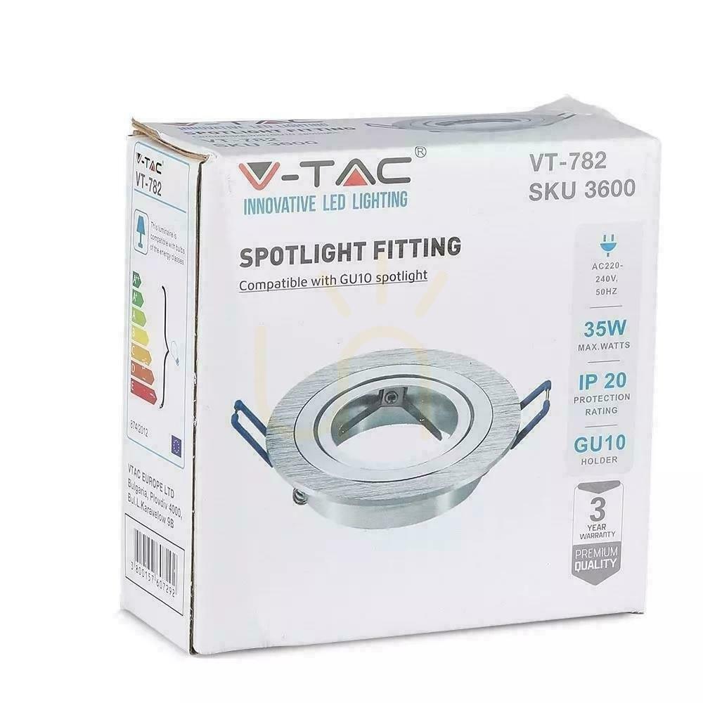 Förhandsvisning V-TAC Gjutet aluminiumnät 1xGU10 rund borstad aluminium VT-782RD-AB V-TAC Gjutet aluminiumnät 1xGU10 rund borstad aluminium VT-782RD-AB