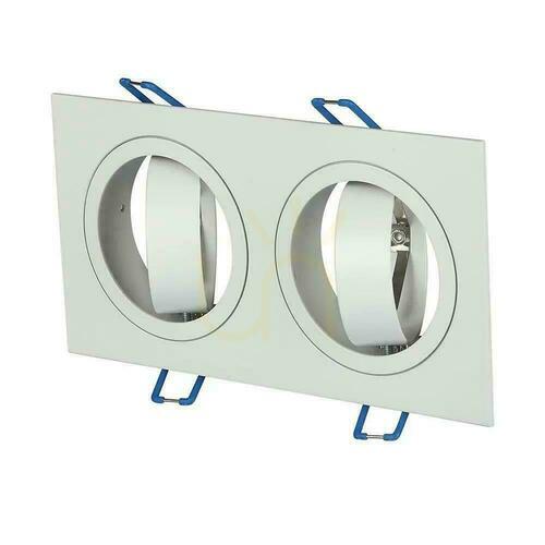 Kontrollera V-TAC nät av gjuten aluminium 2xGU10 fyrkantig vit VT-783SQ-WH
