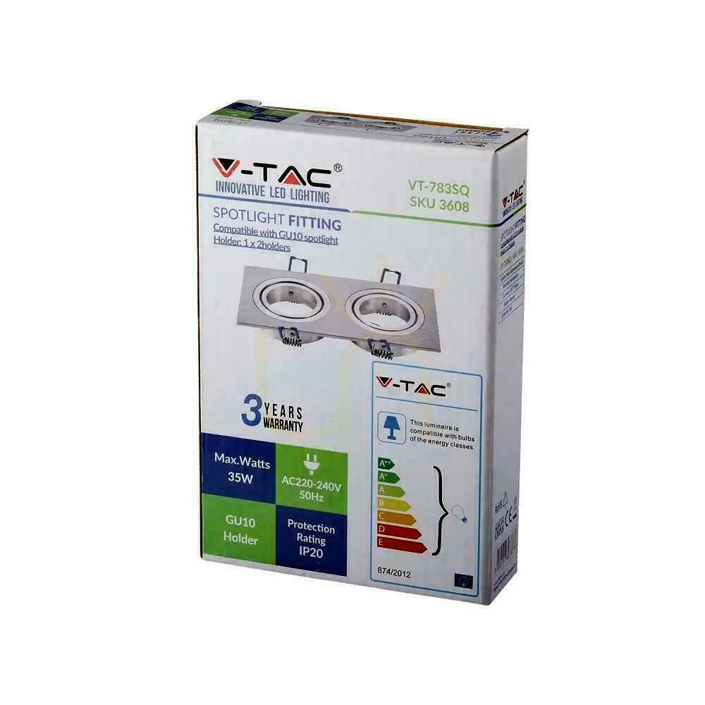 Kontrollera V-TAC Gjuten aluminium Mesh 2xGU10 Square Borstad aluminium VT-783SQ-AB V-TAC Gjuten aluminium Mesh 2xGU10 Square Borstad aluminium VT-783SQ-AB