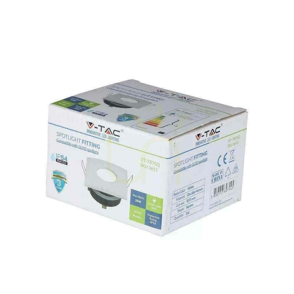 Visa Mesh V-TAC Aluminiumgjutning Förseglad med glas IP54 GU10 Fyrkant 84x84mm Vit VT-787SQ-WH Mesh V-TAC Aluminiumgjutning Förseglad med glas IP54 GU10 Fyrkant 84x84mm Vit VT-787SQ-WH