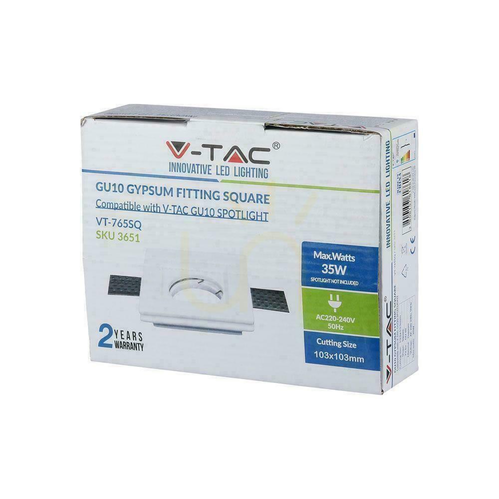 Display Mesh V-TAC GIPS GU10 infälld fyrkant 100x100x30 vit VT-765 Mesh V-TAC GIPS GU10 infälld fyrkant 100x100x30 vit VT-765