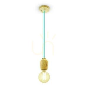 V-TAC VT-7778-BL pendel med E27-sockel i trä och blå 1 m kabel small 1