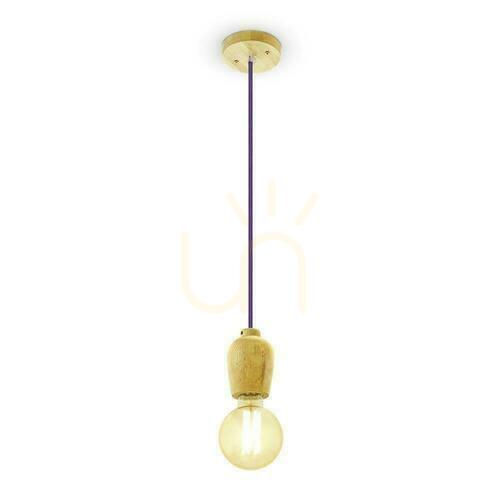 Kontrollera V-TAC Pendelarmatur Trä Lila Wire VT-7778-PR 5 års garanti